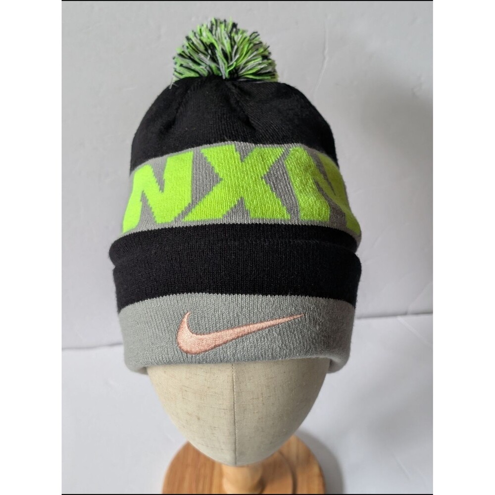 Nike NXN (Cross Country Nationals) pom beanie Neon Green And Rose Gold Swoosh